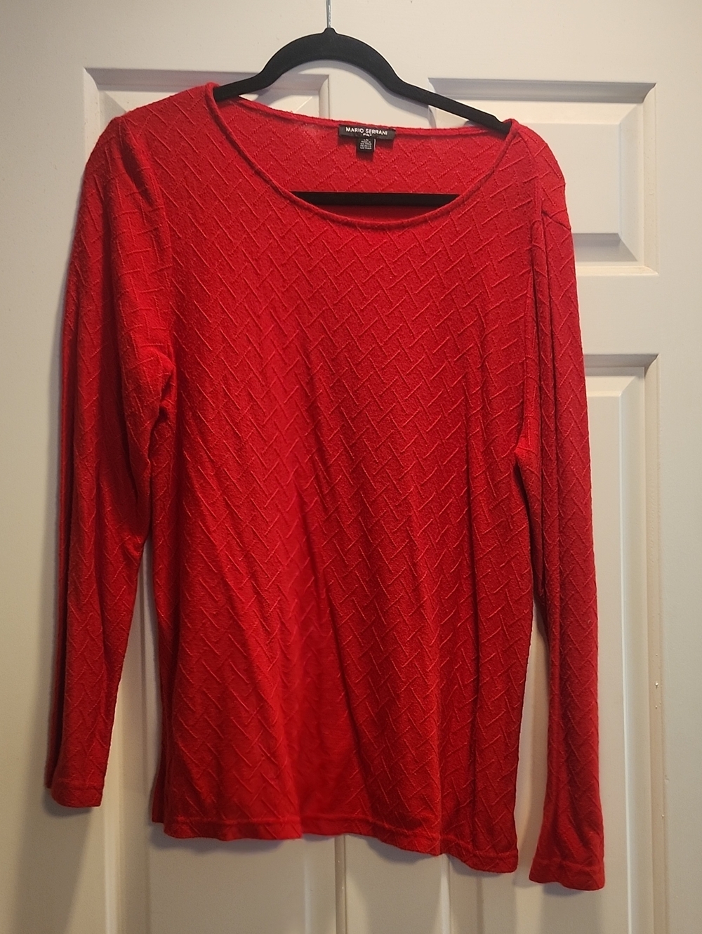 Marc New York Bright Red Long Sleeve Textured Knit Top
